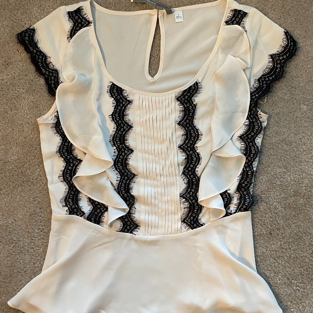 LC Lauren Conrad lace front ruffle blouse